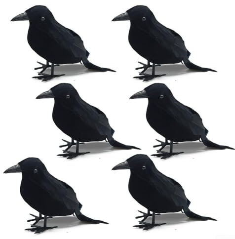 Künstliche Vögel, Dekoration, schwarze Raben-Requisiten, Halloween-Jagd-Dekoration, Vögel für Party-Dekorationen, 6 Stück