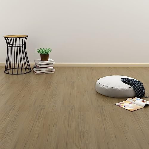 Brokky PVC Laminat Dielen Selbstklebend PVC Bodenbelag Selbstklebend Laminatboden Bodenaufkleber 4,46 m² 3 mm Naturbraun