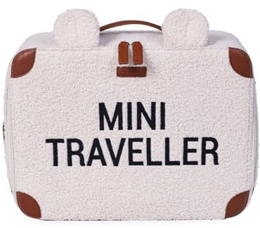 CHILDHOME, Valigia per bambini, Week-end, Dimensione cabina, Compatta, Solida, Maniglia per il trasporto, Etichetta con nome, Design, Materiale morbido, Mini Traveller, Teddy Ecru