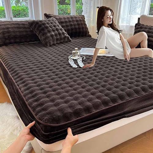 MTHGH Matratzenschoner Tagesdecke Matratzenauflage,Matratzenbezug Fleece Plüsch Spannbettlaken Mattress Protector Matratzenschutzbezüge Spannbetttücher Matratze(3,120 * 200cm)