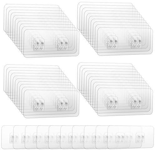 DELAESI Klebehaken Transparent 50 Stück Klebehaken Badezimmer Haken Selbstklebend Haken Ohne Bohren Wandhaken Selbstklebend für Küche Bad Toilette Türwand