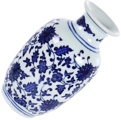 Cabilock Jarrón Cerámica Azul Estilo Chino para Decoración Mesa y Salón Florero Decorativo Delicado y Duradero Centro De Mesa para Flores