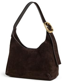 Madewell Damen The Sculptural Buckle Shoulder Bag In Suede, Dark Carob, Brown, One Size