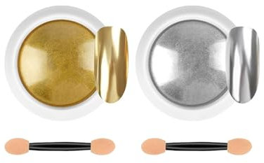 Chrome Nail Powder Set - Gold Silver Mirror Effect Pigment for Art Design and Decoration