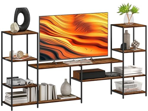 HOMCOM TV Unit for TVs up to 55 Inches, Industrial TV Stand with Storage Shelves, Entertainment Centre for Living Room, Bedroom