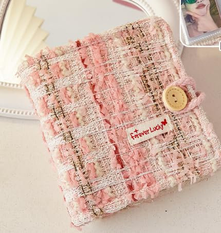 Sammelkarten Album, Sammelalbum Karten Binder, Card Binder Heft, Tuch Karten Ordner, Inklusive 20 Durchsichtige Einsätze für die Organisation von Kartensammlungen, Rosa