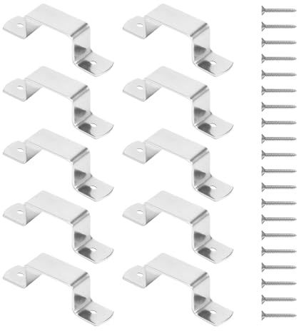 Fence Panel Clamps - 10 Pieces 80mm X 20mm Fence Panel Clips | Fences Support Post Clip With Screws | Stainless Steel Shockproof Brackets With Screw Post Clamp Brackets For Concrete Or Wooden Fences
