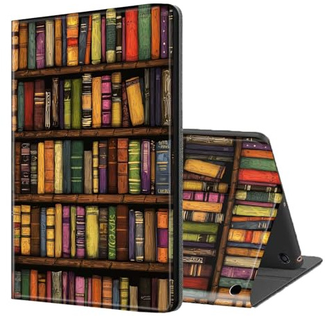 ETLKJVBL for Fire HD 8/ HD8 Plus Tablet Case (12th/10th Generation, 2024/2022/2020), Auto Sleep/Wake, Bookshelf Filled Book Multiple Angles Viewing Folio Stand Case for Amazon Fire HD 8
