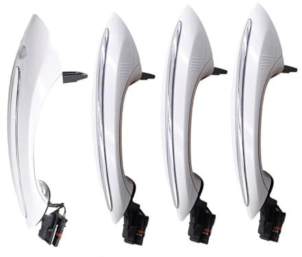 GTOQEV Car Outer Handle for BMW F10 F01 F02 F06 F11 F18 Car Interior Exterior 4PCS White Exterior Comfort Access Door Handle Set