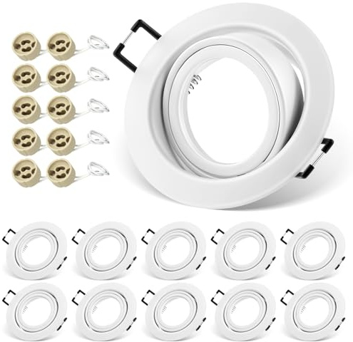 QOJUX Einbaustrahler GU10 Set, 10x Schwenkbar Einbaurahmen 68mm