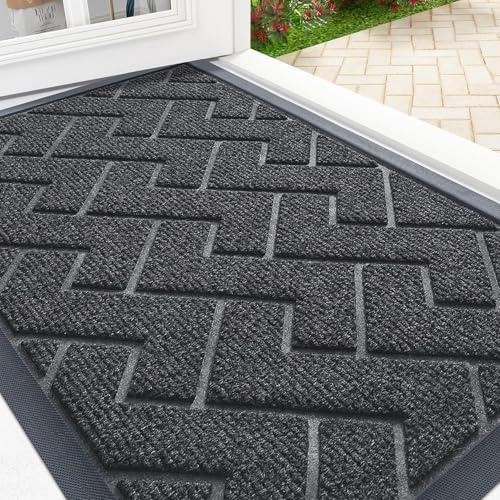 smiry Rubber Backing Door Mat, Dirt Trapper Doormats, 43x76cm, Grey | Non Slip, Heavy Duty, Easy Clean, Low Profile, for Entrance, Door Matts Indoor, Floor Mat, Entrance Rug