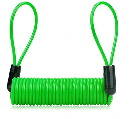 FloraVigo Cable antirrobo para discos de freno, compatible con candados de motocicleta, scooter o bicicleta, cable de seguridad en espiral para dos ruedas (verde 1,5 m)