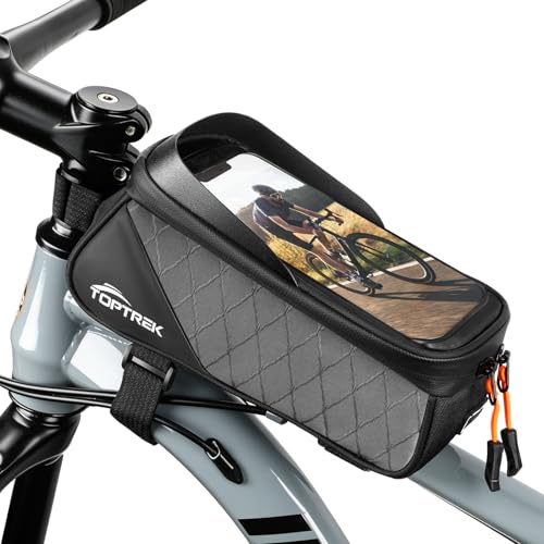 toptrek Fahrrad Rahmentasche Wasserdicht für Smartphone mit Touchscreen | Fahrradtasche Rahmen für 6.8 Zoll Smartphone | Handytasche Fahrrad für Ebike, Gravelbike Montainbike, Rennrad