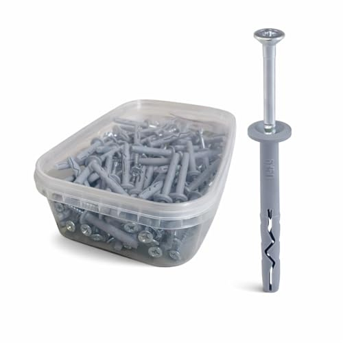 KLIMAS SMK Schnellmontagedübel mit Kragen 6x60 mm – Nageldübel für Durchsteckmontage, Schlagdübel für Beton, Ziegel & Kalksandstein, ideal für Sockelleisten & Profile, 50 Stück