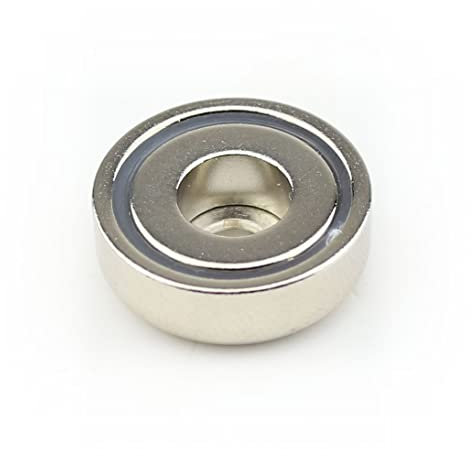 2 Neodym Flachgreifer Topfmagnete mit Zylinder-Bohrung Ø20x7 mm N35 Magnet zum Verschrauben - Haftkraft 7,5 kg / 75 N