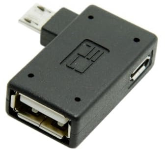 chenyang Micro USB vers USB 2.0 OTG Host Adaptateur coudé à gauche à 90 degrés avec alimentation USB pour téléphone et tablette