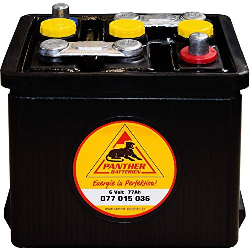 Panther Oldtimer-Batterie 6V 77Ah Autobatterie 07715 Starterbatterie Hartgummi