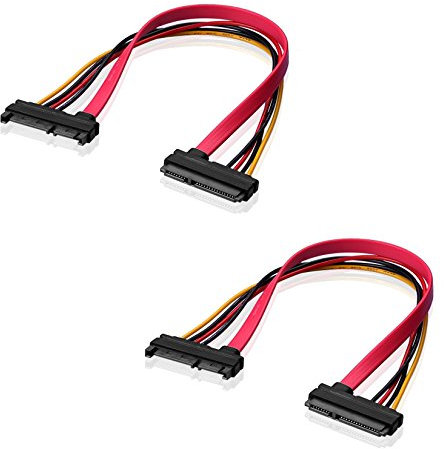 SIENOC Verlängerungs kabel (7+15 Sata, Klinke auf Stecker, 22-Pin, 30 cm) (2 Stück)