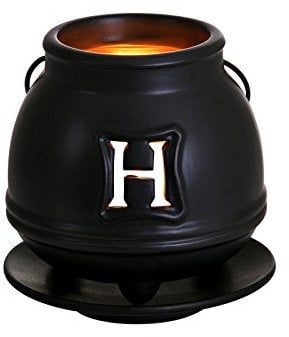 Elbenwald Harry Potter Teelicht Halter Hogwarts Kessel Windlicht mit Abnehmbarer Schale für Duftöl 9 x 10 x 9,5 cm Keramik schwarz