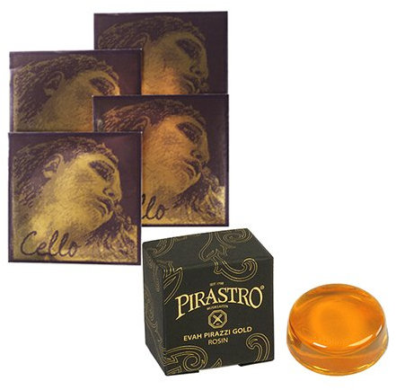 EVAH PIRAZZI GOLD Cellosaiten SATZ + Kolophonium von Pirastro