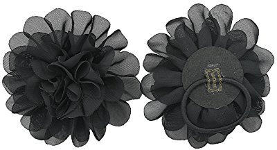 PrettyBoutique Girls Kids Women Chiffon Flower Hair Band Ponio Elastic Ponytail Bobble Accessories (10cm, Black)