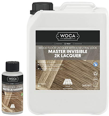 WOCA Master Invisible 2K Lacquer Ultramatt/Glanz, 5,5 Liter + 100 ml Härter