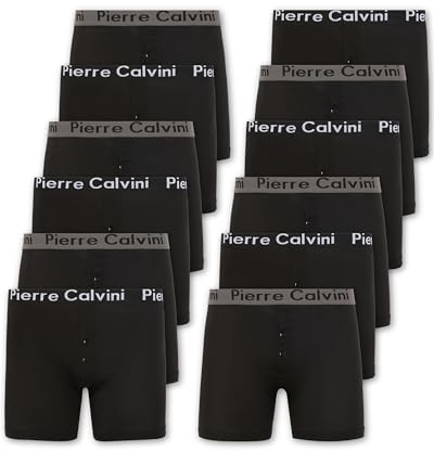 Pierre Calvini (Confezione da 6/12), con Elastico in Vita, con Bottoni e Design Elasticizzato, Biancheria Intima da Uomo Traspirante Adatta per Ogni Occasione Nero, M