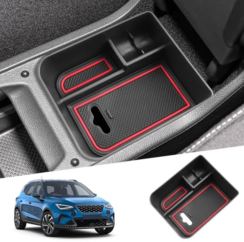 SHAOHAO Kompatibel mit SEAT Arona KJ7 SUV 2017-2022 2023 2024 / SEAT Ibiza 6F KJ1 2018-2023 2024 Mittelkonsole Aufbewahrungsbox Armlehne Aufbewahrungsbox Tablett Zubehör