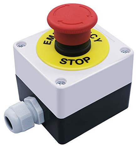 mxuteuk 2NC 22mm Interruttore a pulsante di arresto di emergenza a fungo rosso AC 660V 10A Switch Station Box HB2-ES544-BOX-W