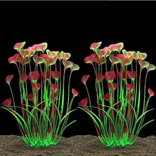 Alegi Aquarium Plastic Plants Large,Artificial Plants Decoration Ornament Fish Tank-16 inch 2Pcs