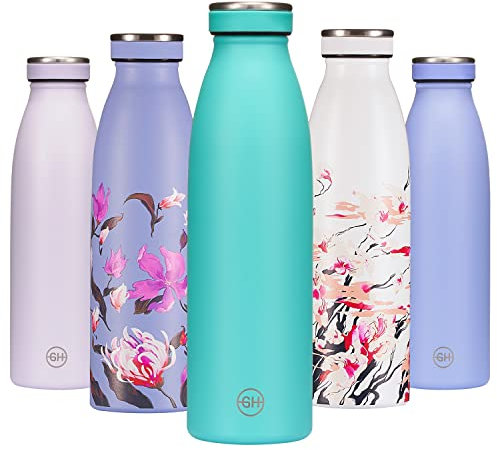 B2DO for GH Botella de Agua acero Inoxidable 500ml Mar Verde | Frasco de Agua de Metal Reutilizable | Botella Termica Doble pared al vacío | Botella de bebida Sin BPA, Antigoteo y Fugas