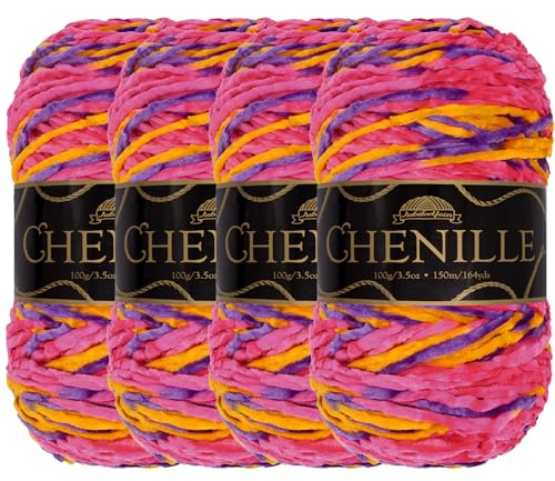 JubileeYarn Chenille Yarn - Worsted Polyester - 100g/Skein - Agartha - 4 Skeins