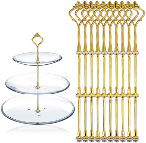 AKORD 10 x Sets 2 or 3 Tier Cake Fittings Gold Plate Stands (Plates not included)