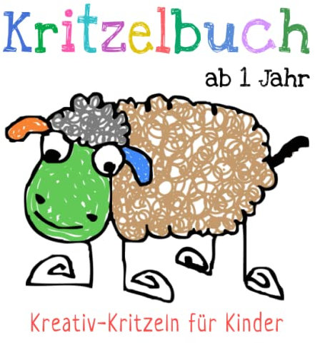 Kritzelbuch ab 1 Jahr: Erstes Kritzel-Malbuch mit 50 schlichten Malvorlagen zum Ausmalen und Lernen der ersten Gegenstände für Kinder - Dickes Ausmalbuch zum Kreativ-Kritzeln