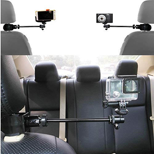 Pmsanzay 3in1 Adjustable Heavy Duty Universal Action Camera Desk Pole Clamp Holder Mounts Kit for Waterproof Camera/Digital Camera/Smartphone - Perfect car Shooting vlogging Video Recording