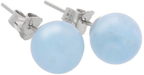 Aquamarin Ohrstecker | Edelstein Ohrringe | Kugel/Perle 6 mm Durchmesser | 925er Silber