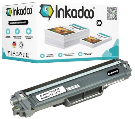 Inkadoo Toner für Brother TN243, TN247 DCP-L 3500 3510 3517 3550 HL-L 3200 3210 3230 3270 3280 MFC-L 3700 3710 3730 3740 3750 3770 (Schwarz) Kompatibel, Tonerkartusche, Tonerpatronen