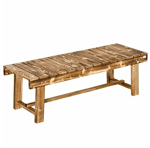 Outsunny 1 Piece 2-seater Outdoor Indoor Wooden Garden Bench Fir Patio Loveseat, 110L x 38W x 35Hcm, Carbonised