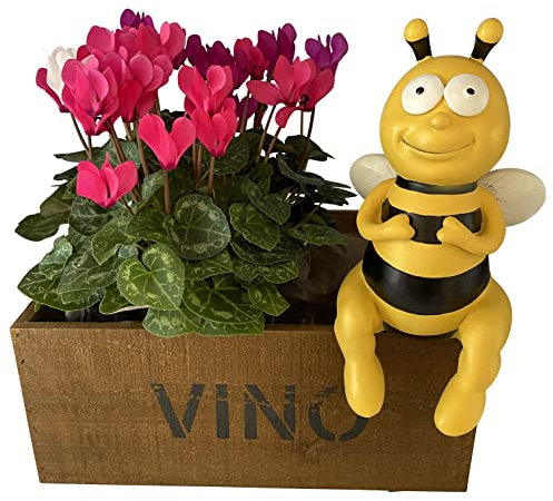 OF Gartenfiguren süsse Bienen Kantenhocker im Blumenbeet - Deko Figuren Tierfiguren Biene (Groß, 25cm)