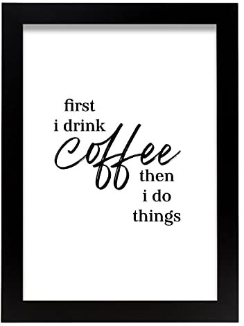 Nacnic Dekorative Künstlerfolie mit Illustration von First i Drink Coffee, Größe A4, Stil inspirierender Botschaft, für Zuhause, Wohnzimmer, Schlafzimmer, Arbeitszimmer usw.