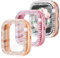 Wingle Paquete de 3 fundas protectoras de pantalla para reloj Fitbit Versa 2, fundas brillantes para Fitbit Versa 2, fundas de cristal con diamantes de imitación en general, rosa, transparente)