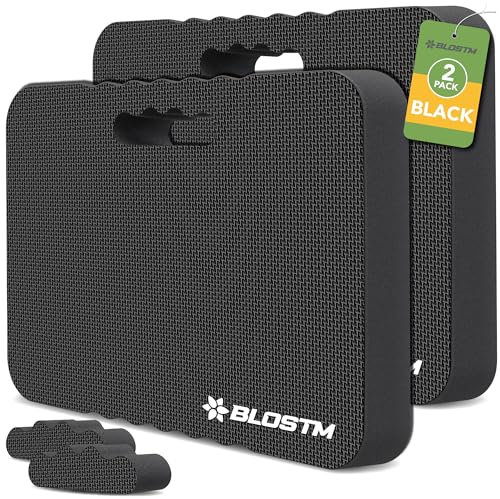 BLOSTM Set di 2 Tappetini Spessi per Ginocchiera per Giardinaggio - Cuscino Grande in Schiuma Nera per Inginocchiatoio Resistente All'acqua con 2 Texture per Giardino, Lavoro, Yoga, Bagnetto - 2 Pezzi