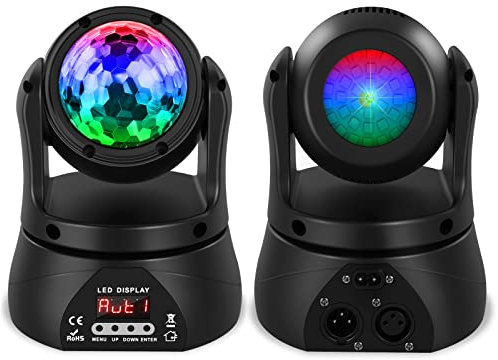 UKing Disco Ball Light, Mini Moving Head Party Light 15 Channel dmx512 Control, LED 4 in 1 Sound Activated for Halloween ChristmasIndoor Outdoor Party Club Bar Birthday Live Show (1 pcs)