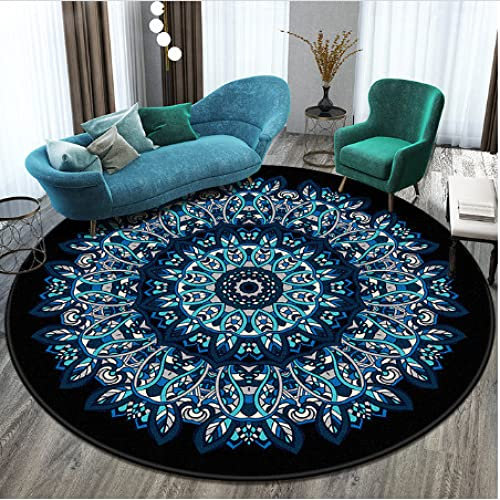 FTMGGDG Runder Marokko-Teppich, Boho-Ethno-Teppich-Bodenmatte, Mandala-Folk-Wiegen-Computer-Stuhl-Kissen 180cm
