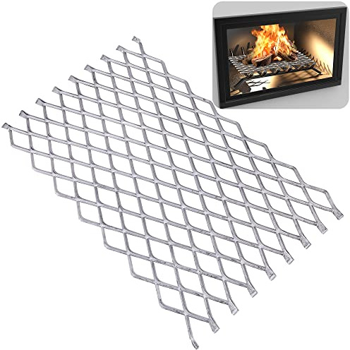 Fireplace Grate Ember Retainer,15.7x9.4Inches Steel Fireplace Ember Retainer Mesh,Metal Ember Retainer for Use on Fireplace Grates (Large)