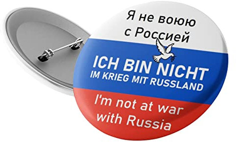 Set Buttons Ich bin nicht im Krieg mit Russland - 5er Pack - Anti-Kriegs-Button - Frieden - Russland - Krieg - Statement