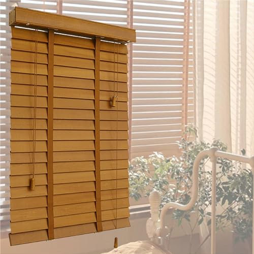 Suwooy Jalousien Aus Holz,Horizontal Jalousie, Verdunkelungsrollos,50mm Lamellen Massivholz Jalousette 45cm 50cm 60cm 70cm 80cm 90cm 100cm 115cm 120cm Jalousetten,Für Fenster,W×H-130x175cm/51x69in