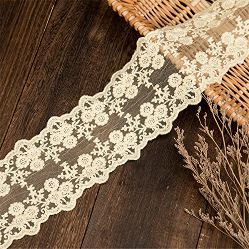 9 Yards 11m Klassisches Spitzenband Spitzenborte Zierborte Dekoband WäSchespitze HäKelborte Spitze Litze HäKelbordüRe Stoffborte Spitzenbesatz Zierspitze NäHborte Stickborte Kragen Applikation,Gelb