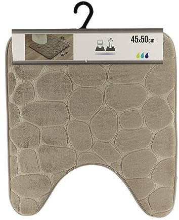 Tendance - Tapis contour wc memoire de forme microfibre galet 45x50 cm - taupe