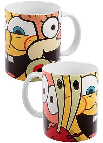 Spongebob Tasse - Allover - Kaffeetasse Becher Kaffeebecher aus Keramik 320 ml
